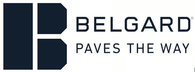 Belgard logo with a bold "B" icon and the tagline "BELGARD PAVES THE WAY" in uppercase letters.